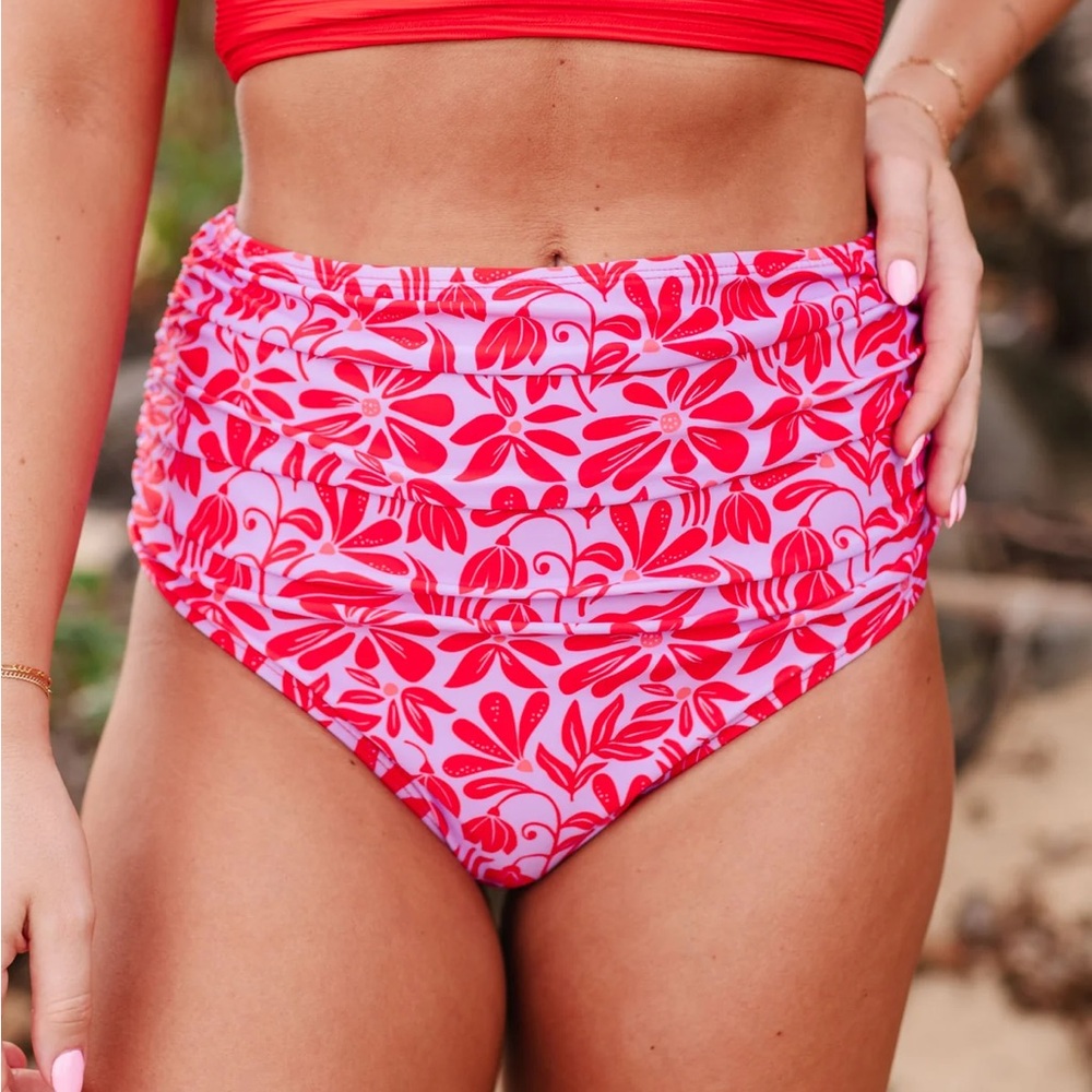 Floral Red Bikini Bottom